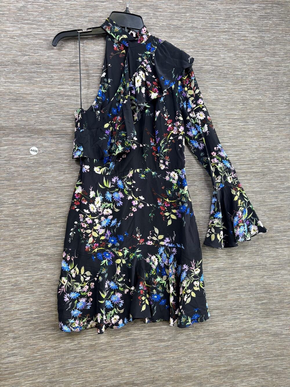Parker Dress Womens Size 6 Multicolor Floral One Shoulder Ruffle Silk Short